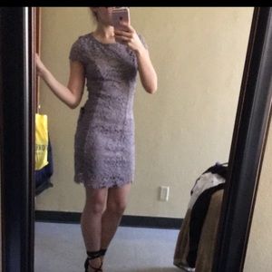 Lulus Gray Lace Open Back Dress